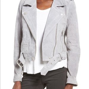 BLANK NYC cloud grey suede moto jacket size small